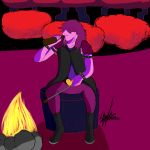  2018 ambiguous_gender anthro boederman campfire deltarune pink_skin purple_skin reptile scalie susie_(deltarune) video_games 
