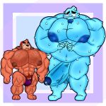  anthro big_muscles big_pecs brawl_stars canid canine canis cocokun! domestic_dog genitals goo_creature hairy hi_res huge_muscles hyper hyper_genitalia hyper_muscles male mammal muscular pecs ruffs squeak_(brawl_stars) supercell_(company) 