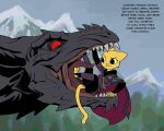 5:4 alduin anthro anthro_prey bethesda_game_studios cloak clothing determined digital_media_(artwork) domestic_cat dragon duo english_text felid feline felis female female_prey feral feral_pred fight frown hi_res holding_mouth_open imminent_oral_vore imminent_vore in_mouth katia_managan khajiit larger_pred looking_into_mouth mammal microsoft mountain mythological_creature mythological_scalie mythology pencils_(artist) prequel_adventure red_eyes scalie scowl shocked sitting skyrim smaller_prey tail text the_elder_scrolls tongue