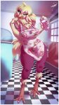 absurd_res anthro apron atokitsune avian beverage big_breasts bird blonde_hair bottomwear breasts chicken clothing colored_nails curvy_figure cutlery detailed_background eating eye_through_hair eyebrow_through_hair eyebrows eyelashes feathers feet female flower food galliform gallus_(genus) hair hi_res highlights_(coloring) holding_object inside kitchen_utensils light_through_window looking_at_viewer milkshake monotone_body nails nina_valentine_(crimsonthemouse) one_eye_closed pants pattern_background pattern_clothing phasianid pink_highlights pink_nails plant red_clothing red_topwear rose_(flower) shadow simple_background slightly_chubby solo spoon talons thick_thighs toes tools topwear translucent translucent_hair wide_hips wink yellow_body yellow_feathers yoga_pants
