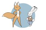  alternate_costume anthro big_ears big_tail breasts caffeinerabbit canid canine canis chest_tuft clothed clothing clothing_swap curvy_figure duo ears_up eyes_closed featureless_breasts featureless_crotch featureless_feet feet female fluffy fluffy_tail fox hands_on_hips lagomorph leporid male male/female mammal mary_(caffeinerabbit) nude nude_anthro peter_(caffeinerabbit) rabbit round_feet round_hand smile smug smug_face tail thick_thighs tuft tufted_fur wide_hips 