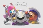  ... 1girl armor blue_eyes clenched_hands grey_background hat kirby_(series) meta_knight momoko_(nihontou) pauldrons pink_hair rayman_limbs sailor_hat sailor_waddle_dee shoulder_armor simple_background susie_(kirby) sweat 