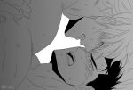  2boys ao_isami blush chako_(k_cya7) couple duel eye_contact face-to-face facial_hair from_side grey_hair lewis_smith looking_at_another male_focus multiple_boys nude profile sideburns_stubble stubble sweat tears thick_eyebrows upper_body yaoi yuuki_bakuhatsu_bang_bravern 