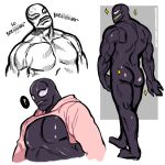  2018 ? biceps big_butt big_muscles big_pecs big_thighs biped butt clothed clothing digital_media_(artwork) grin hi_res hoodie humanoid line_art looking_at_viewer looking_back male marvel meme muscular muscular_male not_furry nude open_hoodie partially_clothed pecs simple_background sketch smile solo spider-man_(series) standing symbiote teeth thick_thighs triceps twitter_hoodie umikochannart_(artist) venom_(spider-man) video_games white_background 