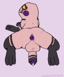  3_fingers 3_toes alternate_color amphibian anthro anus backsack balls butt croagunk full-length_portrait glans humanoid_penis looking_back lying male nintendo nude on_front partially_retracted_foreskin penis perineum pink_background pink_balls pink_skin pok&eacute;mon pok&eacute;mon_(species) portrait precum presenting presenting_anus presenting_hindquarters puffy_anus purple_anus rainbowsprinklesart rear_view simple_background solo toes uncut video_games yellow_eyes 