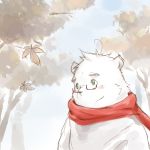  2018 anthro bear blush clothed clothing eyewear furball_shirokm glasses green_eyes male mammal polar_bear scarf solo 