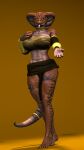  3d_(artwork) anthro arm_wraps armor big_breasts black_sclera bottomwear bra breasts choker clothing colored_nails deity digital_media_(artwork) egyptian female furgonomics gauntlets gloves gold_(metal) green_eyes hand_on_breast handwear hi_res jewelry loincloth looking_at_viewer nails narrowed_eyes necklace petruz_(copyright) reaching reaching_out reaching_towards_viewer red_body red_scales reptile scales scalie simple_background smile smiling_at_viewer snake snake_(petruz) solo source_filmmaker_(artwork) thevestige thigh_jewelry tongue tongue_out underwear walking walking_towards_viewer wrappings wraps yellow_background yellow_nails 