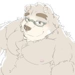  2018 anthro bear belly blush brown_fur eyewear fur glasses male mammal meimei_kia moobs nipples slightly_chubby solo tokyo_afterschool_summoners volos 