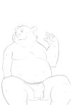  2017 anthro bear belly bulge clothing fundoshi furball_shirokm humanoid_hands japanese_clothing male mammal moobs nipples overweight overweight_male polar_bear simple_background sitting solo underwear wet white_background 