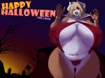  animal_humanoid anthro big_breasts big_butt bovine breasts butt cattle clothed clothing cow_humanoid daisy_(disambiguation) daisy_(furel) digital_media_(artwork) female hair halloween holidays horn huge_breasts humanoid mammal opqhlak 