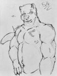  &lt;3 2018 anthro barazoku claws looking_at_viewer male mammal mustelid nipples otter seth sketch syphrus traditional_media_(artwork) 