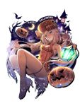  ass blonde_hair blue_eyes blush china_dress chinese_clothes dress fingerless_gloves gloves guilty_gear guilty_gear_xrd halloween hat long_hair looking_at_viewer migumigu millia_rage orange_hat panties prehensile_hair solo underwear very_long_hair 