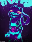  anthro black_light clothed clothing disney female humor judy_hopps lagomorph league_of_legends mammal neon paint rabbit riot_games simple_background the_gory_saint video_games zootopia 