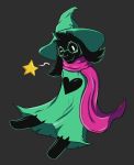  &lt;3 anthro blush caprine clothed clothing deltarune floating fluffboye goat grey_background hi_res horn looking_at_viewer magic_user mammal one_eye_closed ralsei scarf simple_background solo star wink 