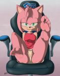  2018 5_toes amy_rose anthro bare_shoulders barefoot biped biting_lip black_nose breasts camel_toe chair clothing dress english_text eyelashes feet female fur green_eyes hair hairband half-closed_eyes hedgehog humanoid_feet kektails legs_up looking_at_viewer mammal panties pink_fur pink_hair seductive short_hair signature sitting solo sonic_(series) teeth text toes underwear upskirt video_games 