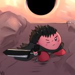  black_hair coffeeslice eclipse guts_(berserk) hair kirby kirby_(series) melee_weapon nintendo super_smash_bros sword video_games waddling_head weapon 