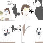  2018 ambiguous_gender anthro black_fur box canine changed_(video_game) comic digital_media_(artwork) dr.k_(changed) flex_seal fur goo_creature human lin_(changed) mammal mask monster puro_(changed) vocrisso 