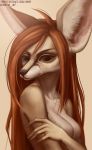  anthro breasts canine featureless_breasts female fennec fox fur hair looking_at_viewer mammal nude simple_background solo va_art 