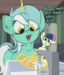  bon_bon equine female friendship_is_magic horn horse lyra_heartstrings_(mlp) mammal marsminer my_little_pony pony text unicorn water 