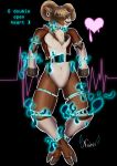  &lt;3 2018 anthro blue_goo caprine chest_tuft digital_media_(artwork) english_text floating fullbody glowing heartbeat looking_at_viewer male mammal mufflon naahva neon nude solo text tuft 