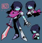  2018 ambiguous_gender clothed clothing deltarune hair human human_only kris_(deltarune) mammal not_furry scarf simple_background solo video_games 