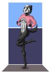  2018 abs absurd_res anthro athletic badger blue_eyes breasts clothing convenient_censorship digital_media_(artwork) female hi_res hoodie looking_at_viewer mammal mustelid simple_background smile solo standing za-owl 