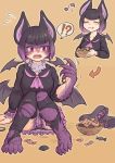  2018 ?! animal_humanoid anthro barefoot bat bat_humanoid black_hair blush boots bowl c-3matome candy claws clothed clothing common_vampire_bat_(kemono_friends) eating eyes_closed female food footwear fur hair halloween holidays humanoid humanoid_to_anthro japari_bun kemono_friends legwear mammal membranous_wings multi_wing multicolored_hair musical_note neck_tuft panties purple_eyes purple_fur purple_hair school_uniform shirt simple_background sitting skirt smile snout solo species_transformation stockings surprise torn_clothing torn_stockings transformation tuft two_tone_hair underwear uniform wings 