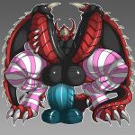  anal anal_penetration anthro balls big_penis clothed clothing crossdressing dildo dragon erection horn huge_penis humanoid_penis legwear male masturbation multi_penis muscular muscular_male penetration penis retracted_foreskin rhinoking sex_toy solo thigh_highs uncut vein wings 