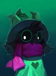  &lt;3 2018 anthro black_fur burnbuckie caprine clothed clothing deltarune eyewear floppy_ears fur glasses goat hat looking_at_viewer mammal ralsei robe scarf solo 