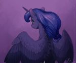  2018 amarynceus blue_hair blush dappled_fur equine freckles friendship_is_magic hair horn mammal my_little_pony pose princess_luna_(mlp) shy solo sparkles teal_eyes winged_unicorn wings 