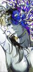  1girl abstract absurdres black_hair chainsaw_man commentary crack cracked_skin erupusai2 eyeball highres limited_palette long_hair looking_at_viewer mitaka_asa paint_splatter solo tagme upper_body 