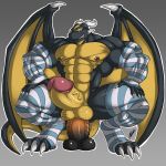  anal anal_penetration anthro balls big_penis clothed clothing crossdressing dildo dragon horn huge_penis humanoid_penis looking_at_viewer male masturbation muscular muscular_male pecs penetration penis rhinoking sex_toy smile solo thick_penis vein wings 