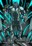  animal_genitalia animal_penis anthro balls canine canine_penis cybernetics cyborg erection glowing glowing_eyes knot looking_at_viewer machine male mammal muscular muscular_male pecs penis rhinoking solo standing 