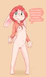  anthro areola blush breasts clitoral_hood clitoris clothing erect_nipples female funkybun ineffective_clothing lagomorph mammal meme mostly_nude nipples puffy_nipples pussy rabbit sweater text twitter_hoodie 