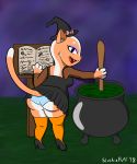  2018 anthro butt cat cauldron clothing cooking_pot costume feline female halloween hat hi_res holidays magic_user mammal potion rear_view slightly_chubby slushiepuff solo stew thick_thighs underwear upskirt witch 