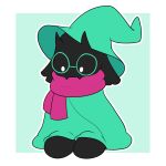  bran-draws-things caprine colored deltarune eyewear glasses goat horn mammal meme ralsei reaction_image sad scarf simple_background 