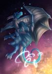  ambiguous_gender digital_media_(artwork) dragon eelowyn feral flying glowing naahva nude outside sky smile solo star 