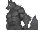 2018 abs anthro biceps black_fur black_nose canine captainjohkid digital_media_(artwork) fur hi_res male mammal muscular muscular_male pecs wolf 