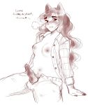  1girl breasts cum futanari imaizumi_kagerou knotted_penis open_clothes open_shirt orz_(kagewaka) touhou 