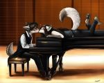  &lt;3 blush canid canine canis eyewear fox glasses kissing mammal musical_instrument piano tatujapa wolf 