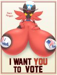  2018 anthro areola big_breasts bow_tie breasts digital_media_(artwork) english_text female hat hi_res huge_breasts hyper hyper_breasts incineroar looking_at_viewer lysergide nintendo parody pok&eacute;mon pok&eacute;mon_(species) red_eyes solo text tits_(lysergide) top_hat video_games yellow_sclera 