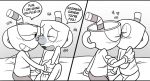  ! &lt;3 4_fingers animate_inanimate arm_grab blush brother brothers clothing comic cup cuphead_(character) cuphead_(game) dialogue duo english_text eyes_closed gloves grin half-closed_eyes humanoid incest kissing laugh male male/male mugman not_furry object_head open_mouth penis romantic_couple sibling smile speech_bubble text toxic-boner video_games 