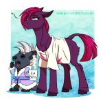  2018 awake blue_eyes broken_horn clothing cup english_text equine fangs female fuzzy grubber_(mlp) horn inuhoshi-to-darkpen mammal my_little_pony my_little_pony_the_movie nightgown open_mouth robe sharp_teeth steam teeth tempest_shadow_(mlp) text tired unicorn yawn 