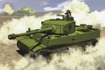  afrika_korps caterpillar_tracks cloud commentary_request day desert dust ground_vehicle military military_vehicle motor_vehicle original saitou_kaoru_(nashorn) sky solo tank tiger_i world_war_ii 