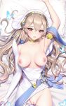  1girl :o aqua_(fire_emblem_if) aqua_(fire_emblem_if)_(cosplay) arm_up armlet bangs bed_sheet blonde_hair blush breasts breasts_apart breasts_outside brora bug butterfly choker cleft_of_venus cosplay cowboy_shot dakimakura dress elbow_gloves female_my_unit_(fire_emblem_if) fire_emblem from_above gloves groin insect long_hair lying medium_breasts my_unit_(fire_emblem_if) nintendo nipples on_back open_clothes open_dress open_mouth panties panty_pull partly_fingerless_gloves pillow pussy red_eyes shawl single_glove solo uncensored underwear upskirt veil very_long_hair wavy_hair white_dress white_gloves white_panties yellow_choker 