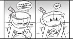  anal anal_penetration animate_inanimate bed blush bottomless brother brothers clothed clothed_sex clothing comic cup cuphead_(character) cuphead_(game) dialogue duo english_text eyes_closed face_grab faceless_male first_person_view gloves half-closed_eyes humanoid humanoid_on_humanoid incest lying male male/male male_penetrating male_pov mugman not_furry object_head on_back on_bed penetration sex sibling solo_focus speech_bubble text thought_bubble toxic-boner video_games 