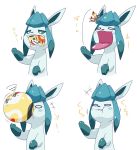  2018 braixen bubble_gum dlrowdog eeveelution food_creature glaceon japanese_text nintendo pok&eacute;mon pok&eacute;mon_(species) teal_eyes text translation_request video_games vore 