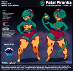  2018 anthro big_breasts big_butt breasts butt clothed clothing digital_drawing_(artwork) digital_media_(artwork) drooling female flora_fauna hair hi_res humanoid imadeej mario_bros model_sheet mouth_shot nintendo not_furry open_mouth petal_(imadeej) piranha_plant plant saliva sharp_teeth simple_background smile solo standing teeth text thick_thighs tongue tongue_out video_games voluptuous wide_hips 