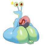  2018 anthro anthrofied backsack balls big_butt breasts butt crossgender dickgirl gary_(spongebob_squarepants) gastropod intersex looking_at_viewer looking_back nickelodeon non-mammal_breasts perineum side_boob snail spongebob_squarepants sssonic2 