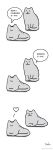  &lt;3 :3 animate_inanimate cat chinese_text comic feline feral fur greyscale hi_res mammal monochrome optical_illusion signature sitting sneaker speech_bubble striped_fur stripes tango_gao text 